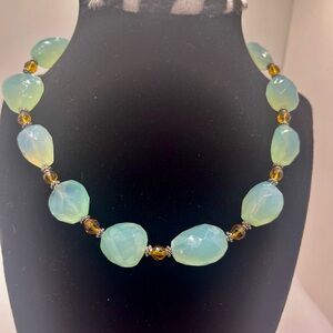 Aqua Tourmaline Faceted Natural Stone Necklace Artisan Toggle
